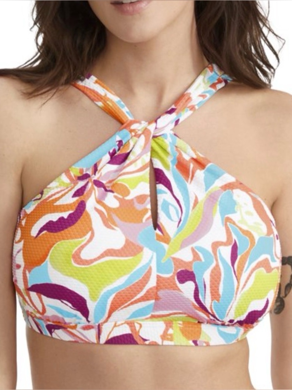 BIRDSONG High-Neck Bikini Top in Groovy Size 38G